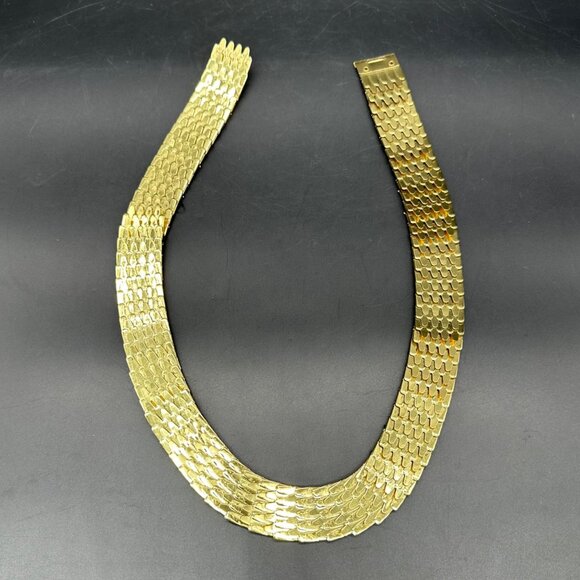 Vintage Gold Belt Fish Scale Metal Stretch 1970s Disco Queen Glamour Elastic - Picture 3 of 8